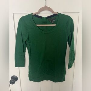 Tahari Green 100% Extra Fine Merino Sweater, Women’s Small Zip Back
